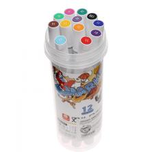 Набор маркеров для скетчинга двусторонние 12цветов 1-3мм арт.5553954 (12шт)