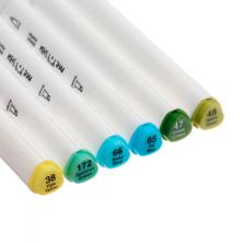 Набор маркеров для скетчинга двусторонние 6цветов 2-6мм арт.MS_38254 морские цвета